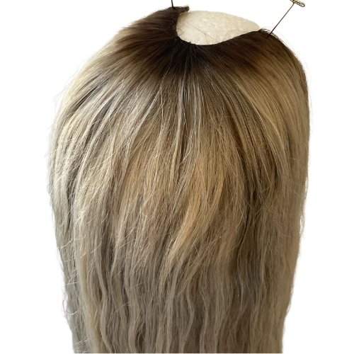 S506 KFD Lace U - 5.5" Cap, 28" Length, Blond, Slightly Wavy
