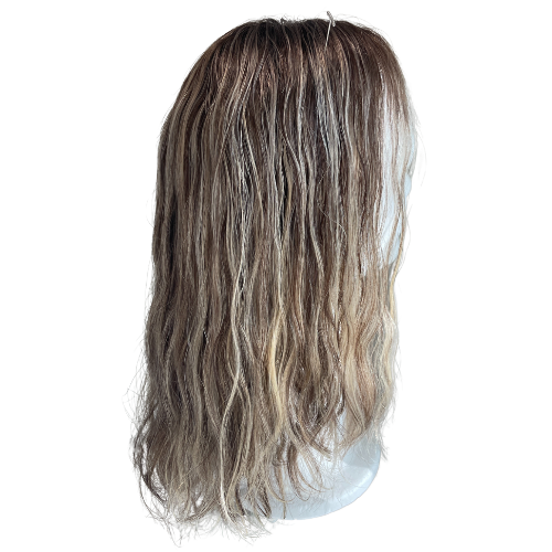Stock524 KFD Lace - 8" Cap, 18" Length, Color 2 with blond highlights, Wavy