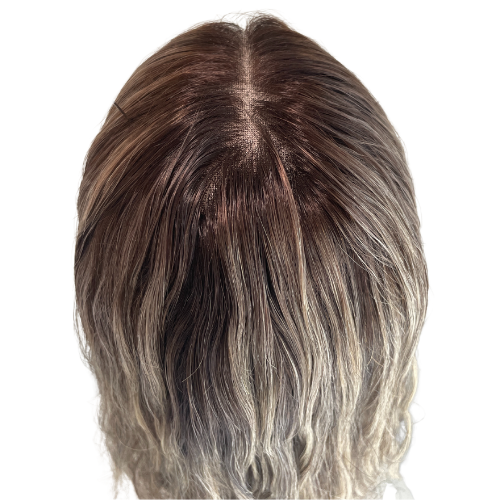 Stock524 KFD Lace - 8" Cap, 18" Length, Color 2 with blond highlights, Wavy