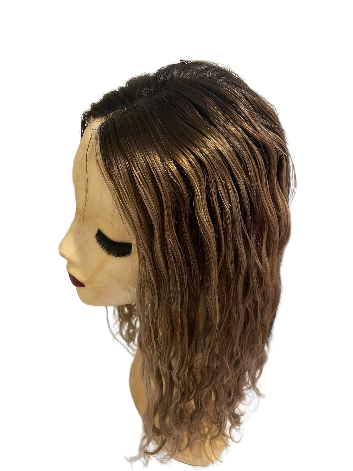 Stock360 KFD Lace Kippah Fall - 7" Cap, 22" Length, Blond with Dark Roots, Wavy
