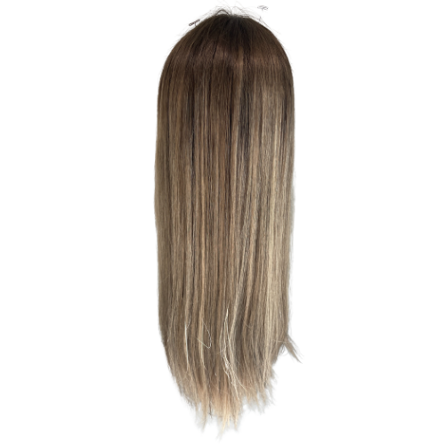 Stock526 KFD Lace - 7" Cap, 26" Length, Color 4 undertone with 3" blond root, Straight