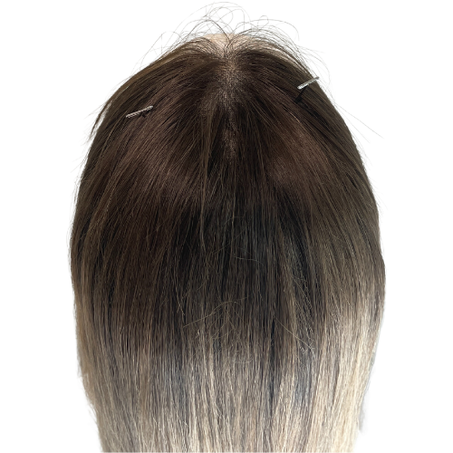 Stock526 KFD Lace - 7" Cap, 26" Length, Color 4 undertone with 3" blond root, Straight
