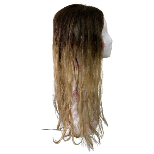 Stock593 KFD Lace - 6" Cap, 24" Length, Warm dark base with blond highlights, Wavy