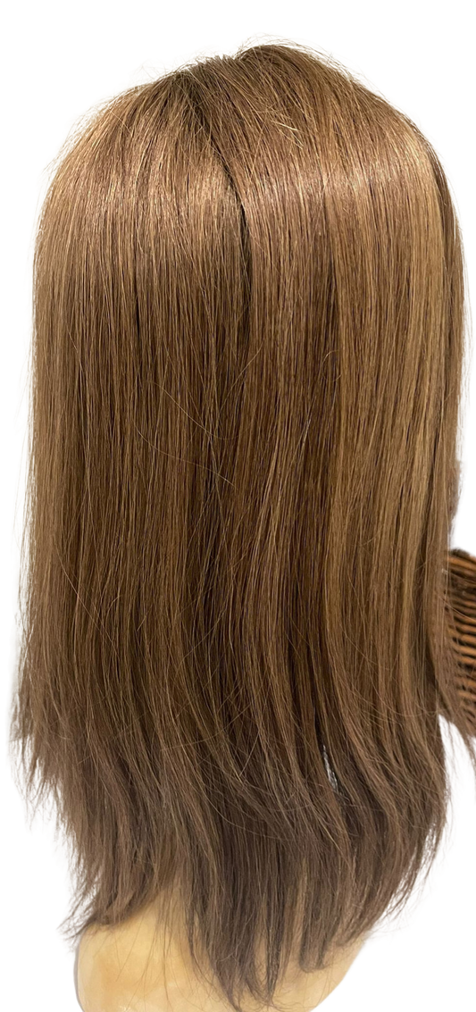 S300 KFD Lace Kippah Fall - 7" Cap, 22" Length, Ash brown with blond highlights and rooting